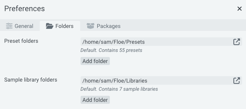 Folder Preferences GUI