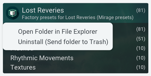 Uninstall Preset Bank