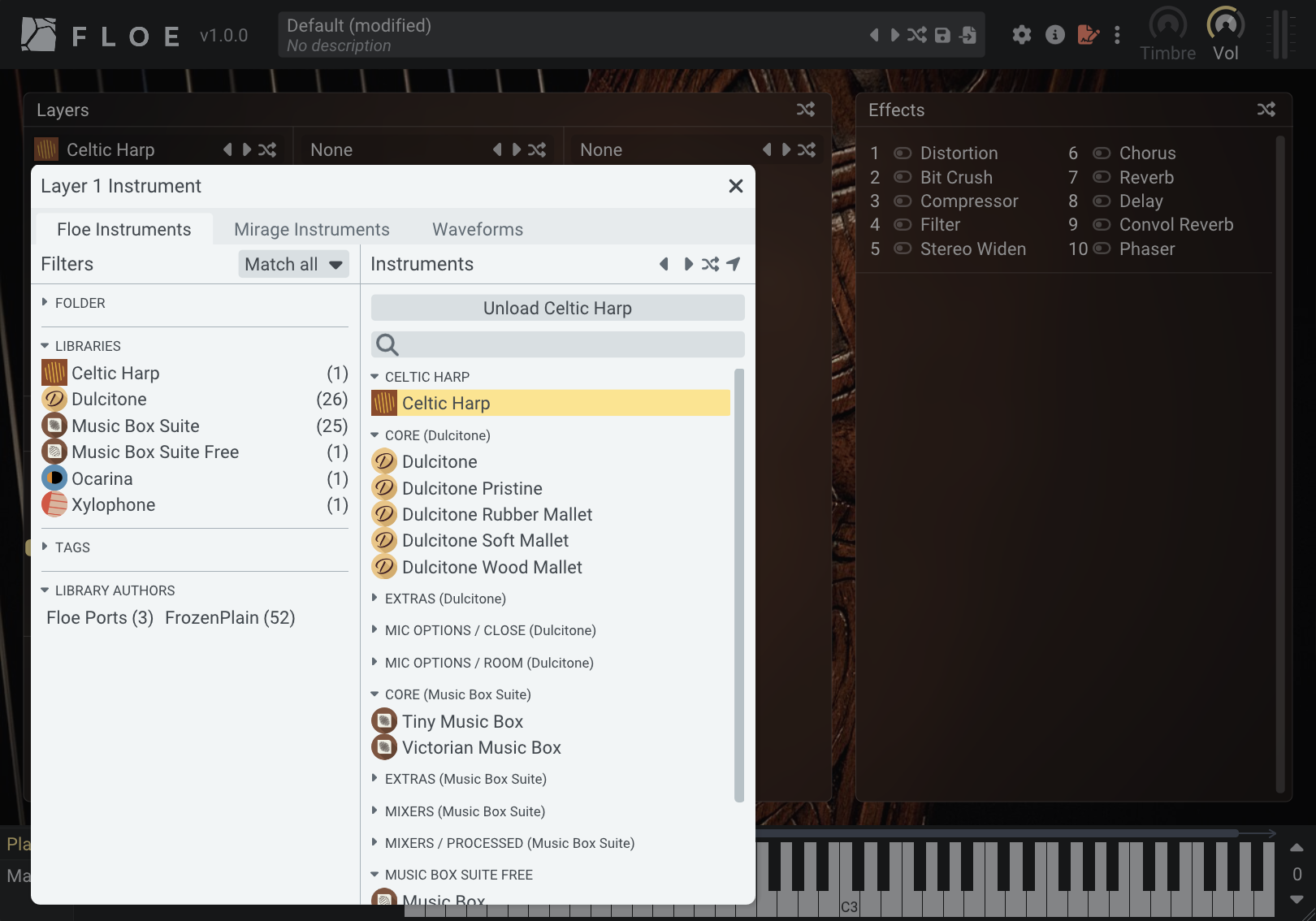 Libraries list GUI