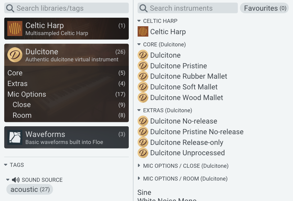 Floe's search and browse interface