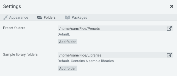 Folder Preferences GUI