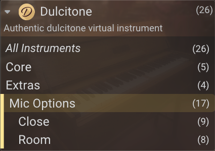Filter card item tree selected