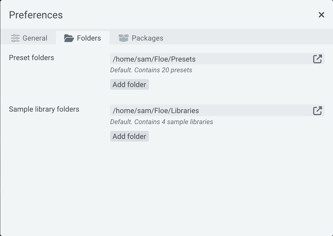 Folder Preferences GUI