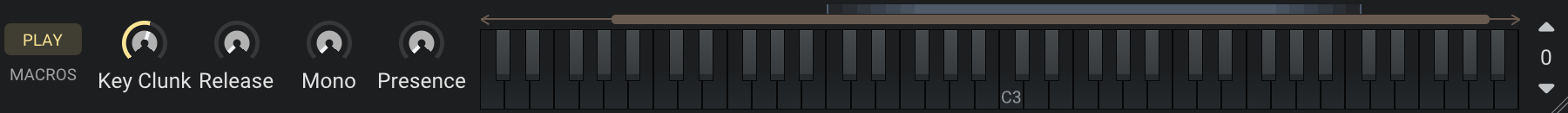 Key range display above the keyboard